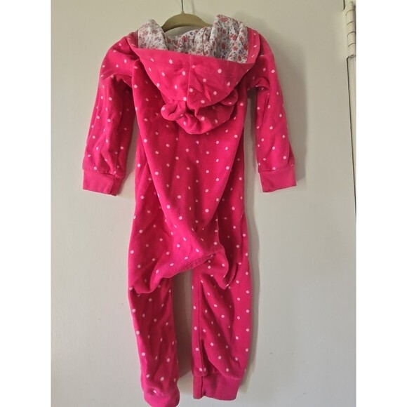 Carter's Toddler 18 Month Pink Footless Hooded Fleece  Zip One Piece Pajamas PJs - Picture 7 of 8